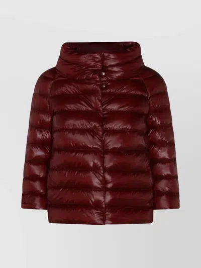 HERNO LONG SHINY QUILTED DOWN JACKET WITH HIGH COLLAR