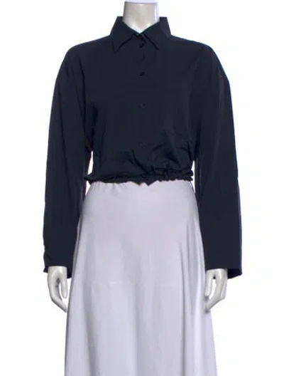Pre-owned Herno Long Sleeve Button-up Top W/ Tags In Blue