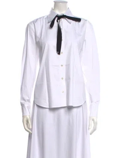 Pre-owned Herno Long Sleeve Button-up Top In White