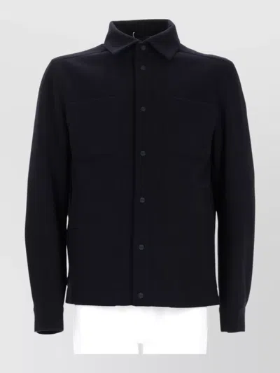 Herno Long Sleeve Coat Front Pockets Detail In Black