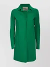 Herno Long Sleeve Coat With Notch Lapel And Side Pockets In Green