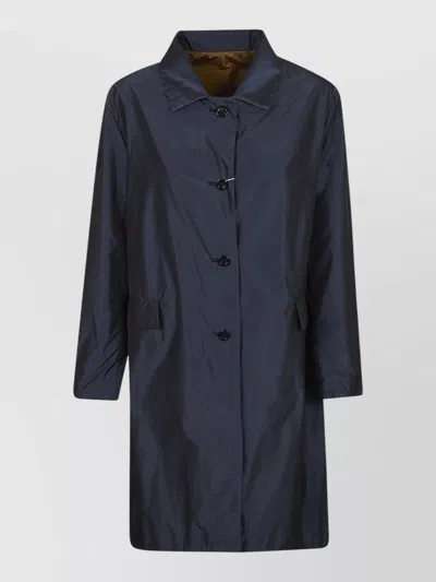 Herno Long Sleeve Collared Coat Side Pockets In Blue