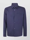Herno Long Sleeve Collared Shirt Jacket With Pocket In Blue
