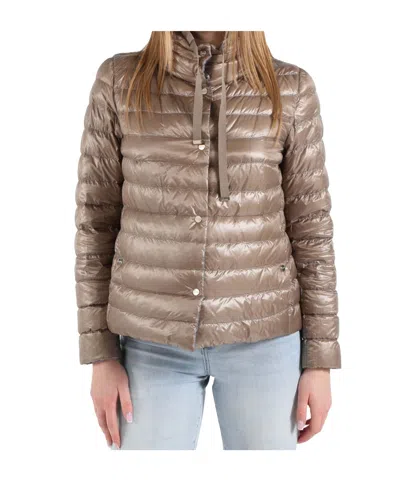 Herno Long Sleeve Cotton Coat In Brown