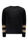 Herno Striped-cuff Crew-neck Sweater In Black