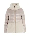 Herno Ultralight Nylon And Lady Alternative Fur Hooded Jacket In Nude