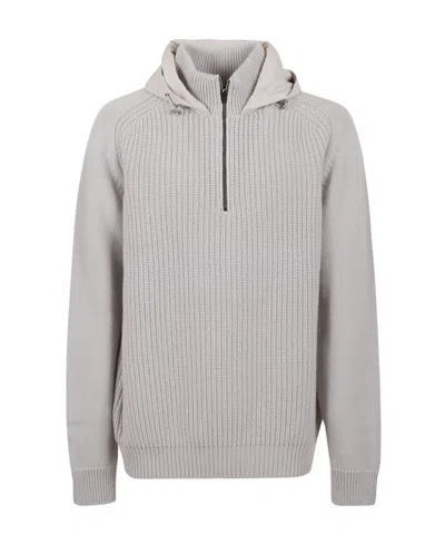 Herno Long-sleeve Hooded Wool Jumper In Gray
