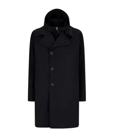 Herno Hooded Single-breasted Coat In Black