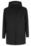 Herno Long Scuba Jacket With Hood And Side Zip Pockets In Black
