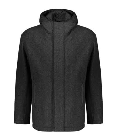 HERNO HIGH-COLLAR REMOVABLE-PANEL JACKET