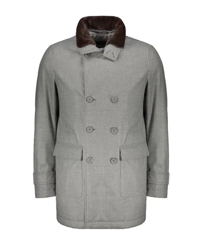 HERNO HERNO DOUBLE-BREASTED CONTRAST-COLLAR COAT