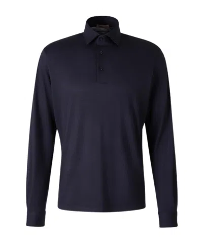 Herno Long Sleeve Polo Shirt In Blue
