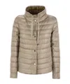 Herno Light Gray Reversible High Neck Down Jacket In Technical Fabric Woman In Brown
