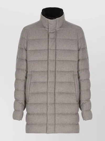 Herno Long Sleeve Quilted Down Jacket High Neck In Neutral