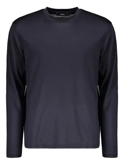 Herno Long-sleeve Round-neck Top In Blue