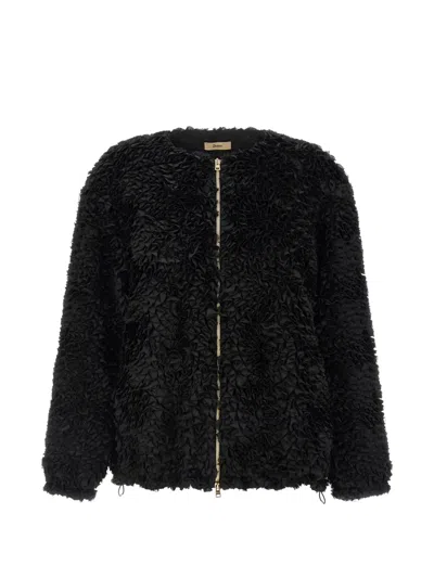 Herno Bomber Fru Fru Georgette Poly Jackets Black