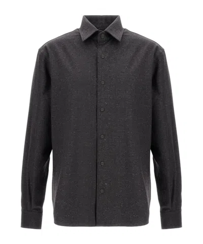 Herno Long Sleeve Snap Button Shirt In Black