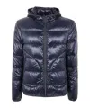 Herno Blue High-gloss Bomber Jacket In Blue
