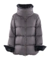 Herno Faux-fur Collar Puffer Jacket In Gray