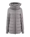 Herno Long Length Hooded Quilted Jacket In Gray