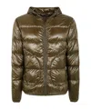 Herno Quilted Hooded Jacket Shiny Finish In Brown