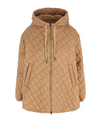 Herno Long-sleeved Cotton-padded Jacket In Brown