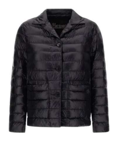 Herno Long-sleeved Down Jacket In Black