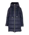 Herno Long Blue Down Jacket With Hood In Satin Woman In Black