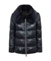 Herno Faux Fur And Quilted Nylon Down Bomber Jacket In Black
