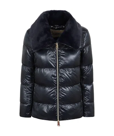 HERNO FAUX-FUR COLLAR PUFFER JACKET