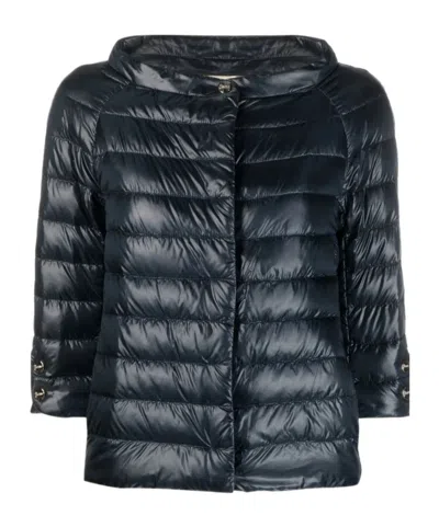 Herno Long-sleeved Down Jacket In Blue