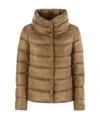 Herno Down Jacket With Ring Collar In Brown