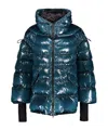 Herno Hooded Down Jacket With Shiny Zip Effect In Green