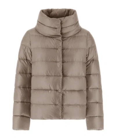Herno Long-sleeved Down Jacket In Nude