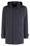 Herno Waterproof Padded Hooded Shell Jacket In Blue