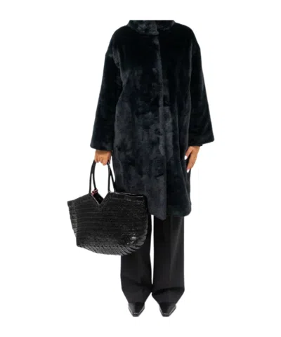 Herno Long Sleeved High-neck Coat In Black
