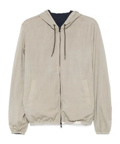 Herno Long-sleeved Hooded Casual Jacket In Nude