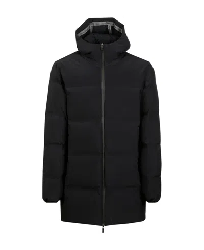 Herno Long Sleeved Hooded Down Jacket In Black