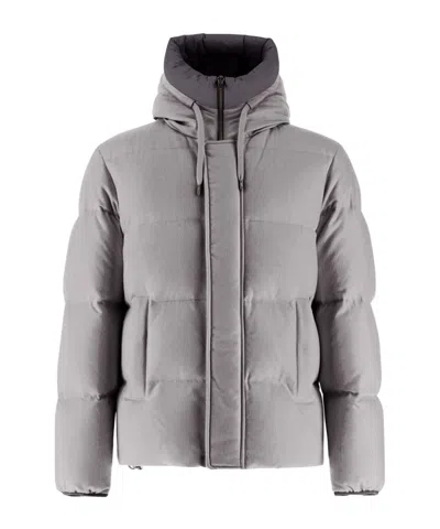 Herno Long-sleeved Hooded Down Jacket In Gray