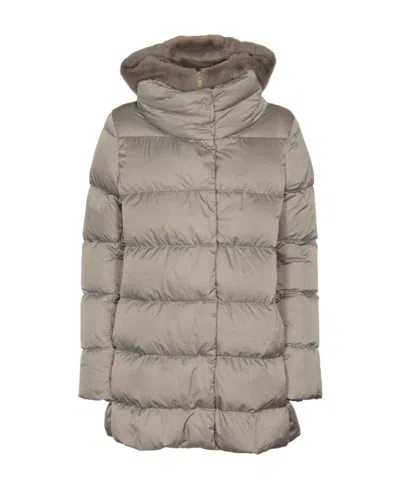 Herno Long-sleeved Hooded Down Jacket In Gray