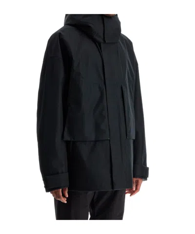 Herno Long-sleeved Hooded Jacket In Black