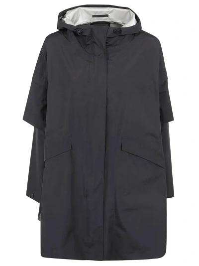 Herno Long Sleeved Hooded Trench Coat In Black