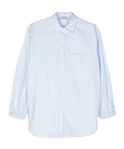 Herno Long-sleeved Lapel Shirt In Blue