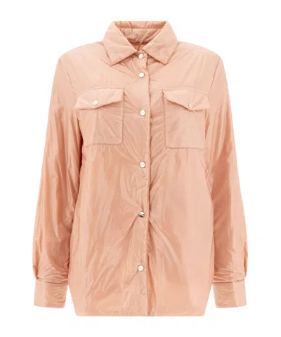 Herno Long Sleeved Press-stud Down Jacket In Brown