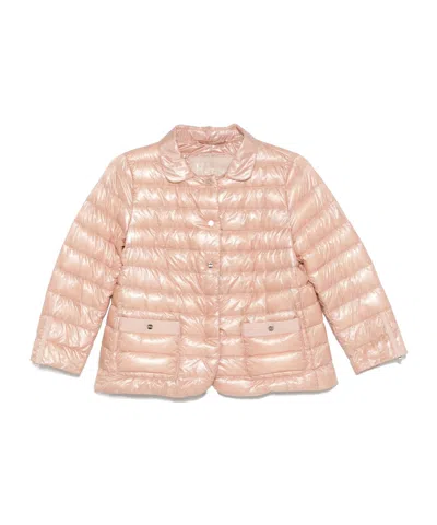Herno Long Sleeved Quilted Down Jacket In Pink