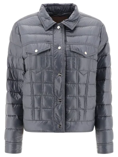 Herno Long Sleeved Quilted Down Jacket In Blue
