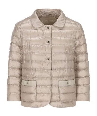 Herno Long Sleeved Quilted Down Jacket In Neutral