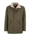 Herno Soft Shell Coat With Shearling-effect Lining In Green