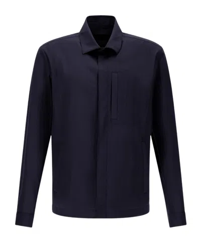 Herno Long-sleeved Shirt Collar Jacket In Black