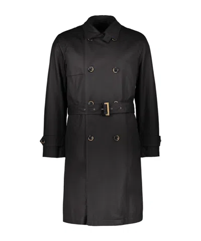 Herno Long-sleeved Trench Coat In Black